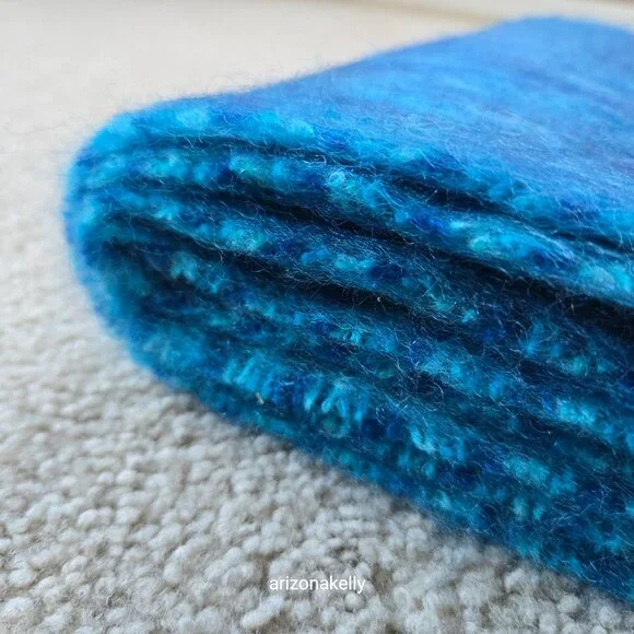 NWT Kid Mohair Scarf Blue Avoca Tweed - Picture 14 of 16